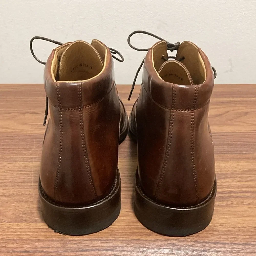 Johnston & Murphy NWOT Handcrafted  Meade Cap Toe Ankle Boot in Brown Calfskin.